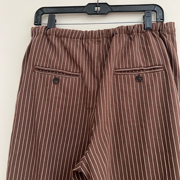 Free People Chocolate Striped Tyler Menswear tailored wide leg Trousers - Picture 13 of 15